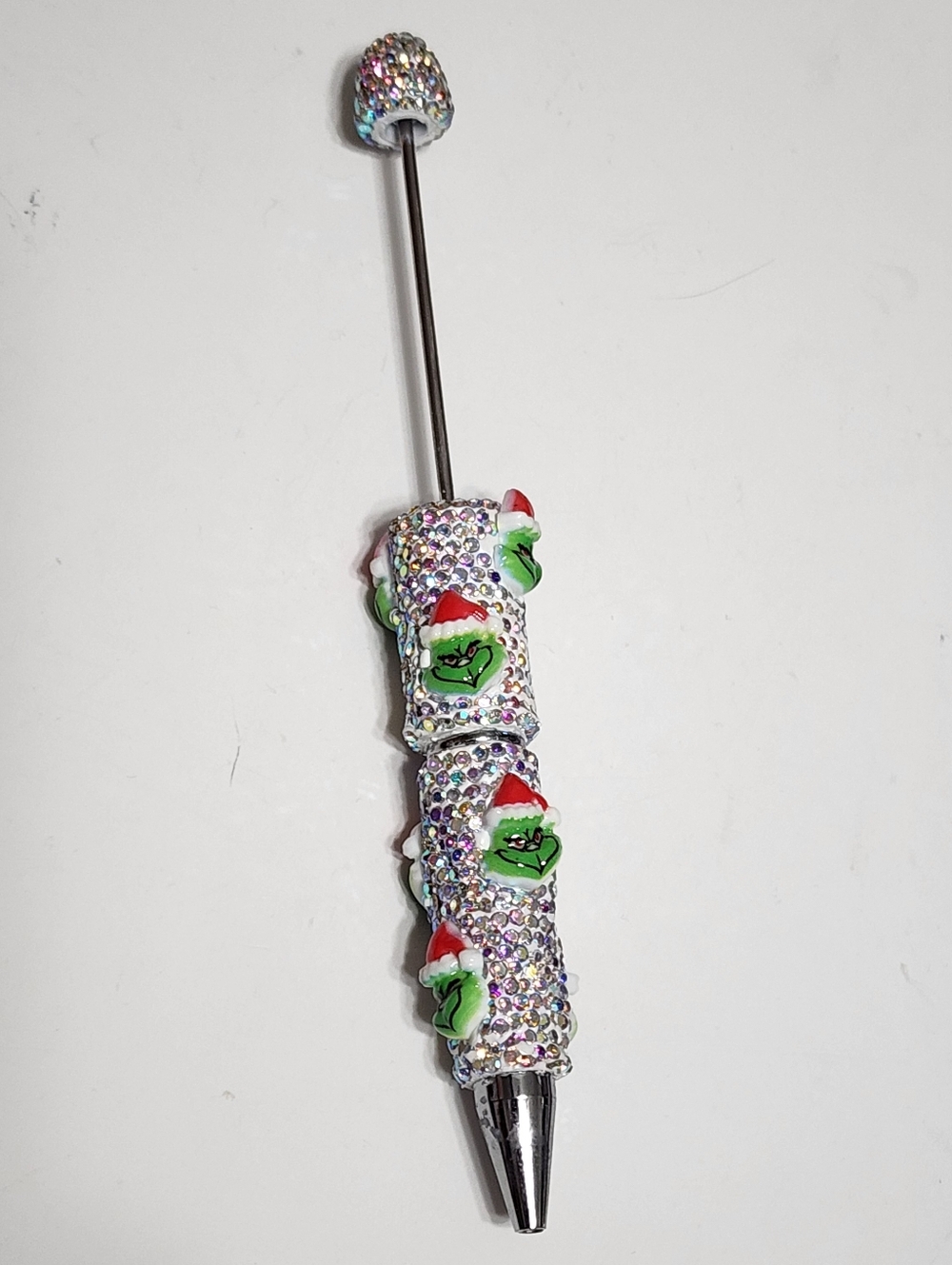 Christmas Rhinestone Beadable Pen Grin Green Monster Xmas Beaded Pen Crafts DIY